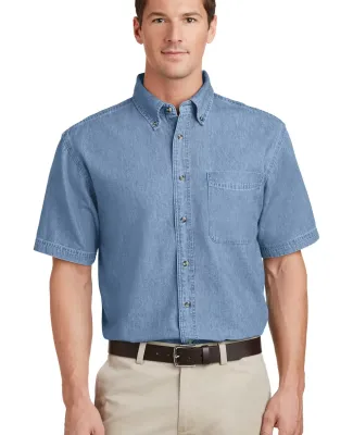 Port  Company Short Sleeve Value Denim Shirt SP11 Faded Blue