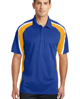 Sport Tek Tricolor Micropique Sport Wick Polo ST65 in Tr roy/gold/wh