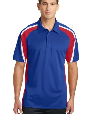 Sport Tek Tricolor Micropique Sport Wick Polo ST65 in Tr roy/red/wht