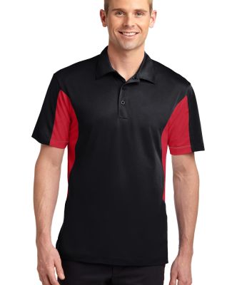 Sport Tek Side Blocked Micropique Sport Wick Polo  in Black/red