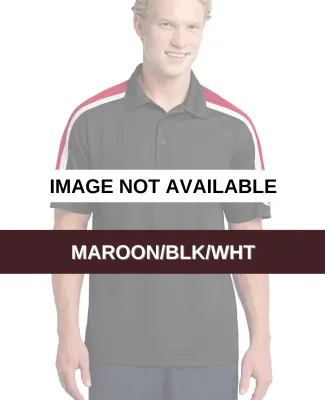 NEW Sport Tek Tricolor Shoulder Micropique Sport W Maroon/Blk/Wht