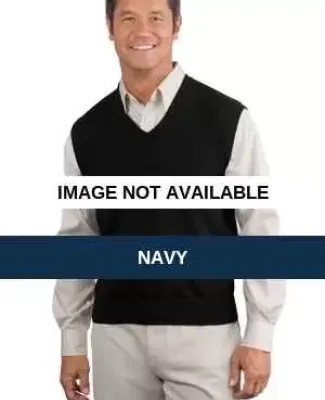 Port Authority Fine Gauge V Neck Sweater Vest SW27 Navy