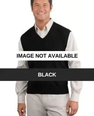 Port Authority Fine Gauge V Neck Sweater Vest SW27 Black