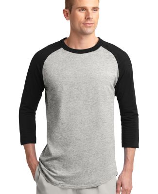 Sport Tek Colorblock Raglan Jersey T200 in Heathr/gry/blk