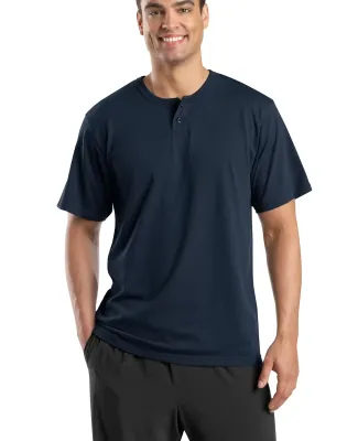 Sport Tek Short Sleeve Henley T210 Navy