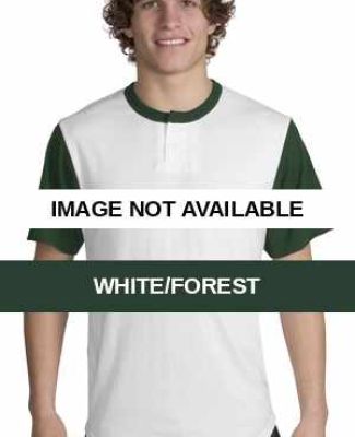 CLOSEOUT Sport Tek Colorblock Short Sleeve Henley  White/Forest