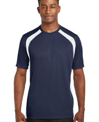 Sport Tek Dry Zone153 Colorblock Crew T478 in True navy/ white