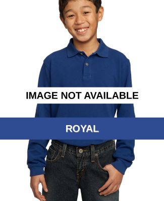 Port Authority Youth Long Sleeve Pique Knit Polo Y Royal