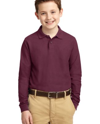 Port Authority Youth Long Sleeve Silk Touch153 Pol in Burgundy