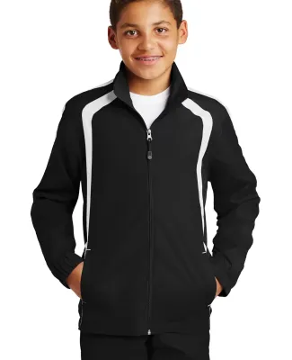 Sport Tek Youth Colorblock Raglan Jacket YST60 in Black/white