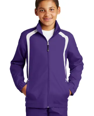 Sport Tek Youth Colorblock Raglan Jacket YST60 Purple/White
