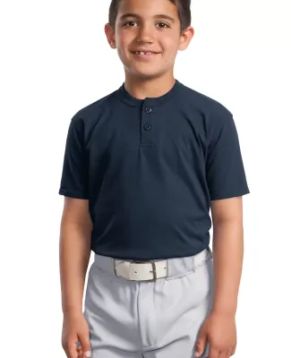 Sport Tek Youth Short Sleeve Henley YT210 Navy