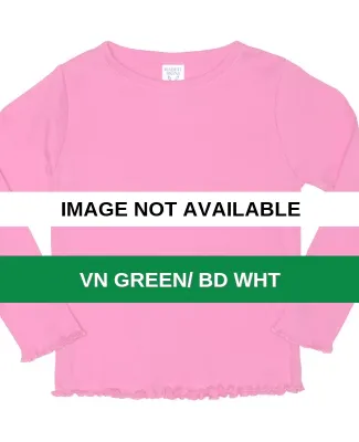 Rabbit Skins® Toddler Long Sleeve Baby Rib T-shir VN GREEN/ BD WHT