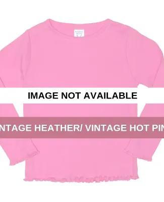 Rabbit Skins® Toddler Long Sleeve Baby Rib T-shir Vintage Heather/ Vintage Hot Pink