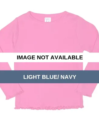 Rabbit Skins® Toddler Long Sleeve Baby Rib T-shir LIGHT BLUE/ NAVY