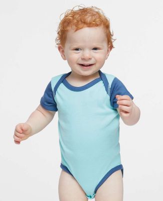 4400 Onsie Rabbit Skins Infant Lap Shoulder Creepe in Chill/ indigo