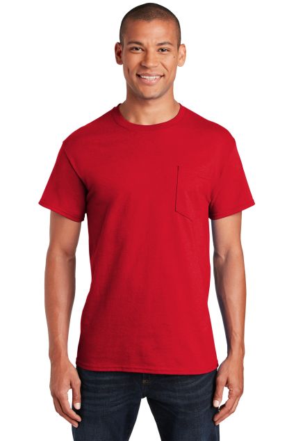 2300 Gildan Ultra Cotton Pocket T-shirt in Red