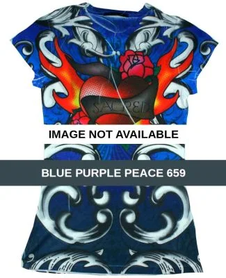 1455 tie dye Juniors' Sublimation-Dyed Tee Blue Purple Peace 659