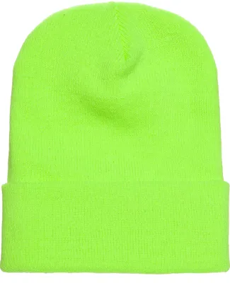1501 Yupoong Heavyweight Cuffed Knit Cap in Safety green