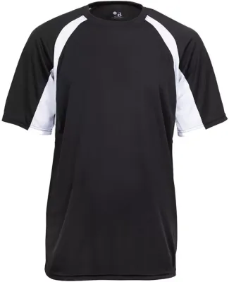 2144 Badger Youth B-Core Two-Tone Hook Tee Black/ White