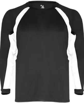 2154 Badger Youth Performance Long-Sleeve Hook Ath Black/ White