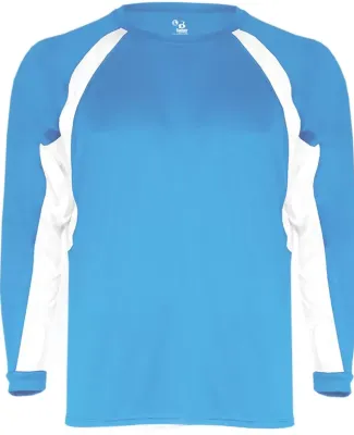 2154 Badger Youth Performance Long-Sleeve Hook Ath Columbia Blue/ White