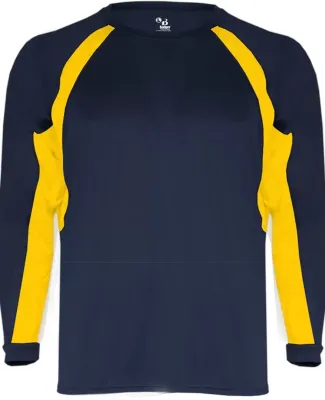 2154 Badger Youth Performance Long-Sleeve Hook Ath Navy/ Gold