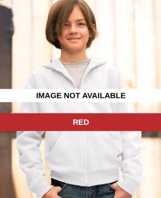 2246 LA T Youth Fleece Hooded Zip-Front Sweatshirt Red