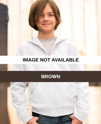 2246 LA T Youth Fleece Hooded Zip-Front Sweatshirt Brown