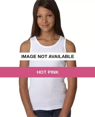 2566 LA T Girls' 2X1 Rib Tank Hot Pink
