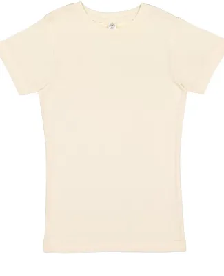 2616 LA T Girls' Fine Jersey Longer Length T-Shirt in Natural