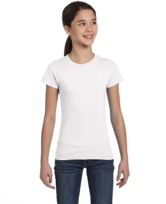 2616 LA T Girls' Fine Jersey Longer Length T-Shirt in White
