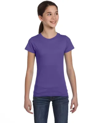 2616 LA T Girls' Fine Jersey Longer Length T-Shirt in Purple