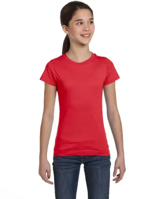 2616 LA T Girls' Fine Jersey Longer Length T-Shirt in Red