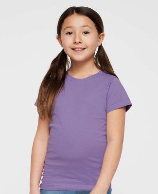 2616 LA T Girls' Fine Jersey Longer Length T-Shirt in Lavender