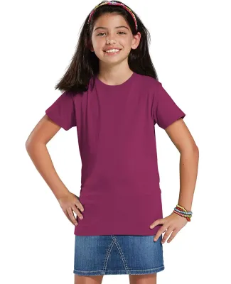 2616 LA T Girls' Fine Jersey Longer Length T-Shirt in Fuchsia