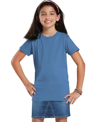 2616 LA T Girls' Fine Jersey Longer Length T-Shirt in Carolina blue
