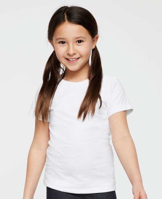 2616 LA T Girls' Fine Jersey Longer Length T-Shirt in White