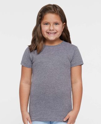 2616 LA T Girls' Fine Jersey Longer Length T-Shirt in Granite heather