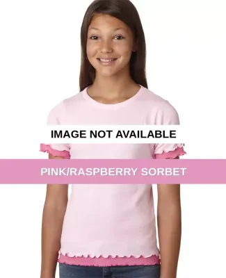 2638 LA T Girls' Baby Rib Double Ruffle Tee Pink/Raspberry Sorbet