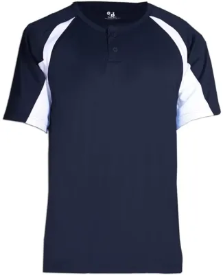 2938 Badger Youth Hook Placket Tee Navy/ White