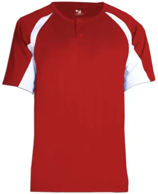 2938 Badger Youth Hook Placket Tee Red/ White