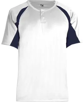 2938 Badger Youth Hook Placket Tee White/ Navy