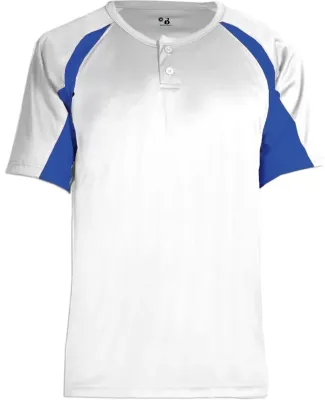 2938 Badger Youth Hook Placket Tee White/ Royal