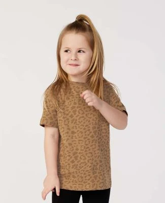 3321 Rabbit Skins Toddler Fine Jersey T-Shirt in Brown leopard