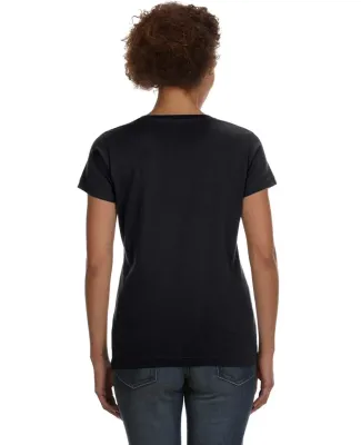 3507 LA T Ladies V-Neck Longer Length T-Shirt in Black