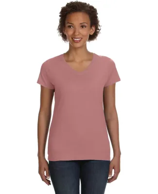 3507 LA T Ladies V-Neck Longer Length T-Shirt in Mauvelous