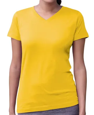 3507 LA T Ladies V-Neck Longer Length T-Shirt in Yellow