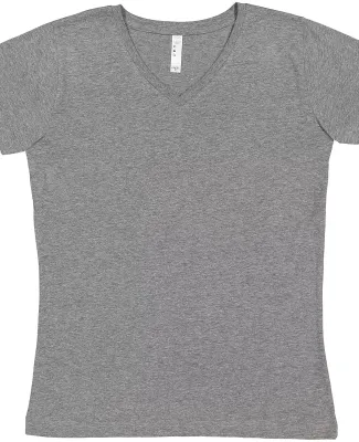 3507 LA T Ladies V-Neck Longer Length T-Shirt in Granite heather