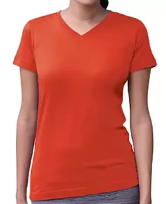 3507 LA T Ladies V-Neck Longer Length T-Shirt in Orange